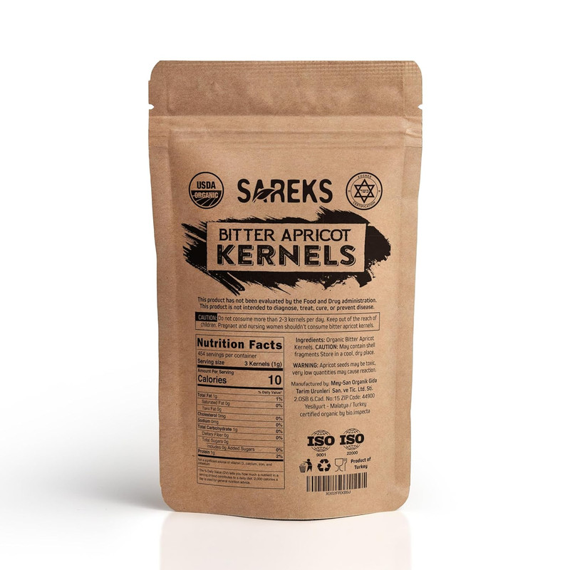 Bitter Apricot Kernels Organic Raw (1LB),0 USDA Organic Certified Seeds, N... gallery