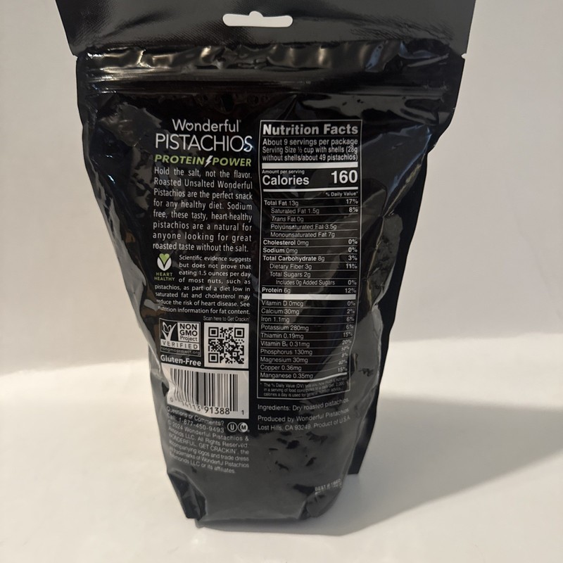 Wonderful Unsalted Pistachios 16oz – Roasted, Fresh, Fast Ship! gallery