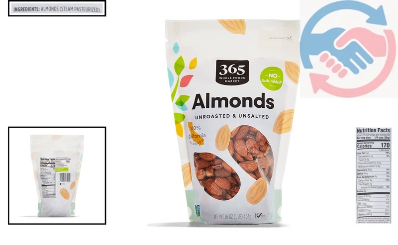 16 OZ Whole Raw Almonds - Sustainably Sourced Delight for Healthy Living gallery