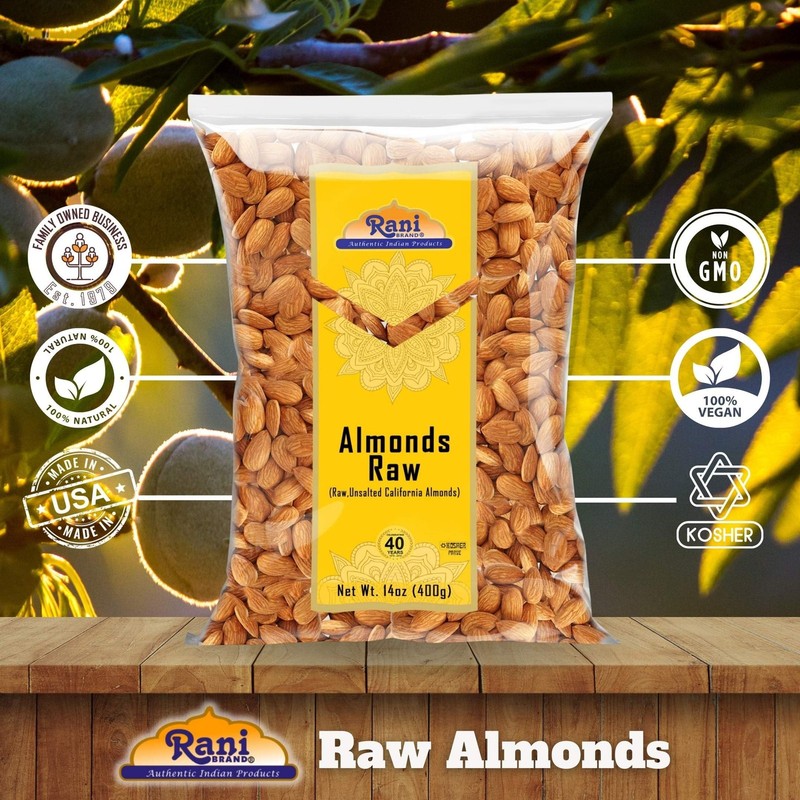 Raw Almonds Whole With Skin 14oz 400g Natural Kosher Vegan California Snack gallery