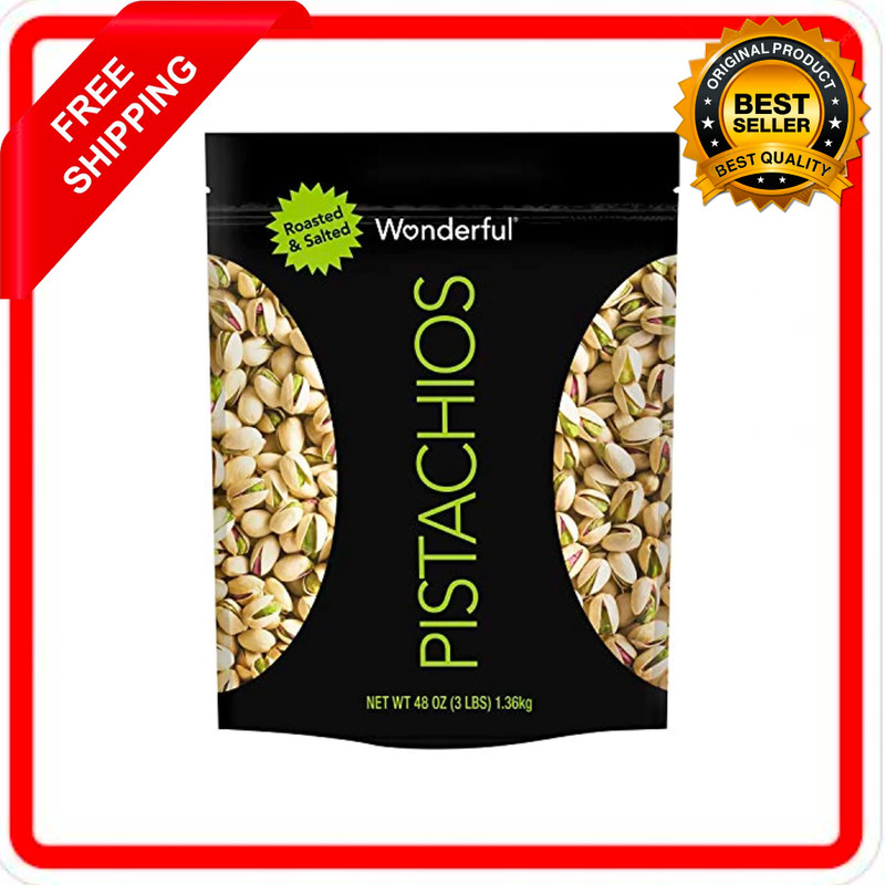 Wonderful Pistachios In-Shell Roasted and Salted Nuts 48 Ounce Resealable Bag