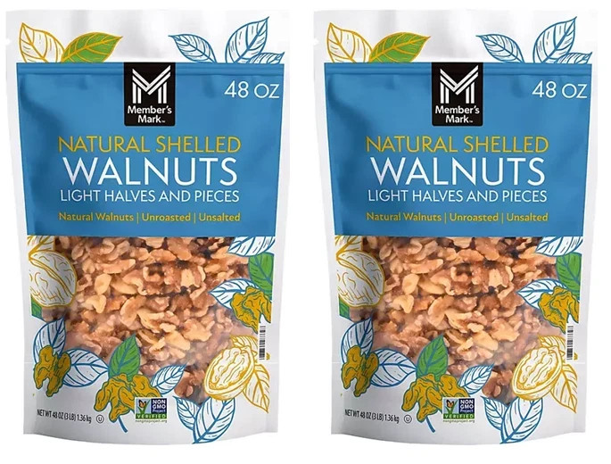 Pack 2 Member’s Mark Natural Shelled Walnuts, 48 oz.New