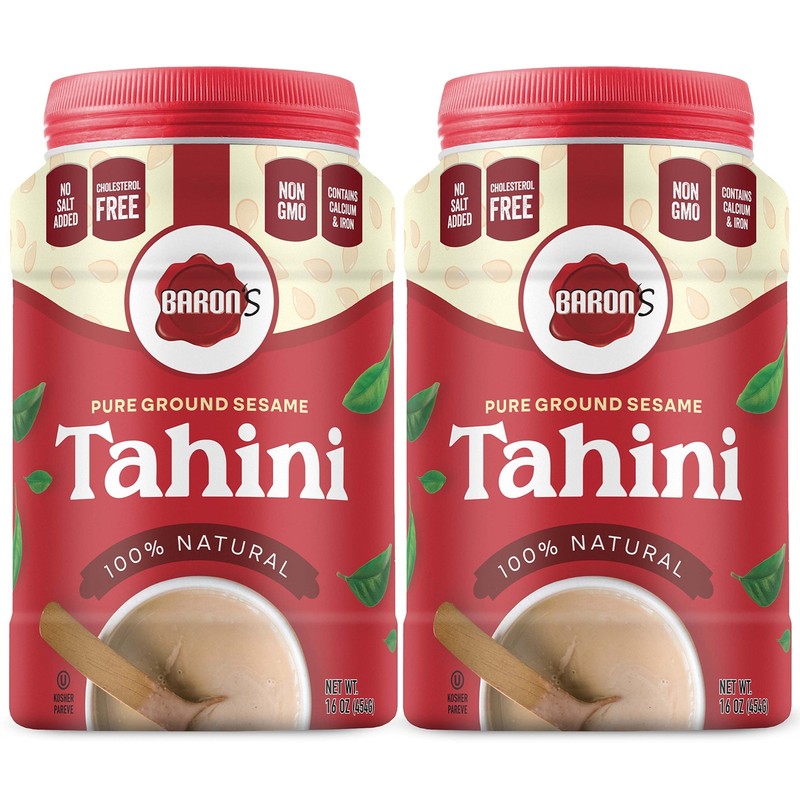 Baron's Kosher 100% Pure Ground Sesame Tahini 16-ounce Jars (1 Pound (Pack of...