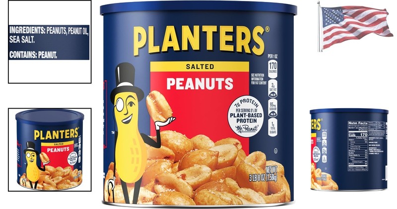Large Canister of Planters Salted Peanuts - Flavorful Nut Snack for Everyone gallery