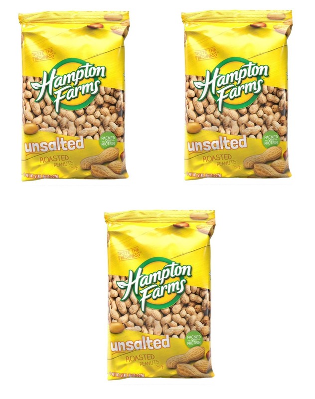 Hampton Farms Unsalted In-Shell Peanuts, 3 Pack