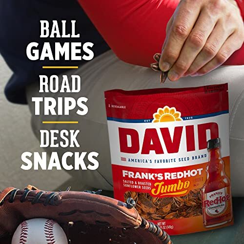 DAVID Frank's RedHot Flavored Salted & Roasted Jumbo Sunflower Seeds, 5.25 oz... gallery
