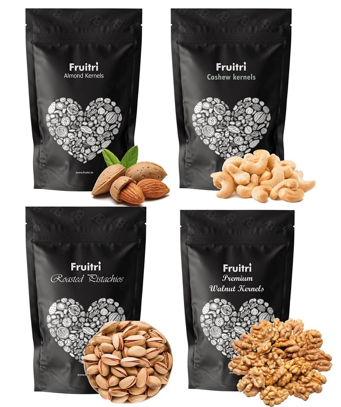 Fruitri Dry Fruits Combo 4x100g |Almond Cashew Walnut Pistachio Premium Nut Pack