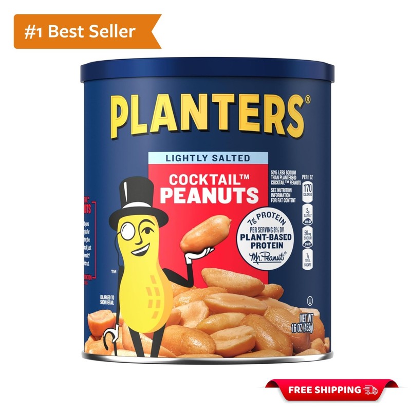 Indulge in 16 Oz Dry Roasted Peanuts – Lightly Salted Plant-Based Snack Jar