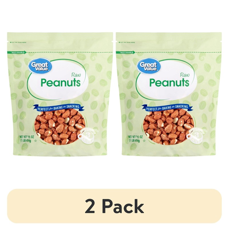 (Pack of 2) Raw Shelled Peanuts, 16 oz each Bags Free Shipping In 2 Days...