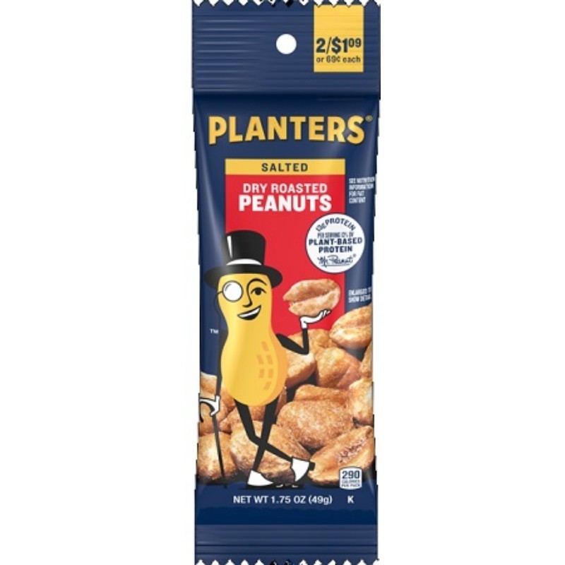 18x Planters Peanuts Dry Roasted Snack Nuts Crunchy Savory Bag Bulk Lot 1.75oz