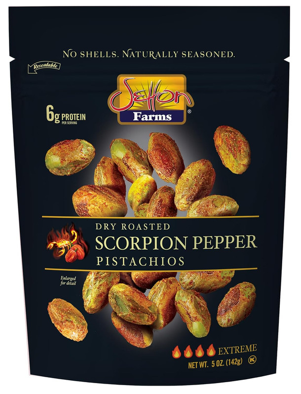 Pistachios, Scorpion Pepper Extreme Flavor, Naturally Seasoned, Dry Roasted No S
