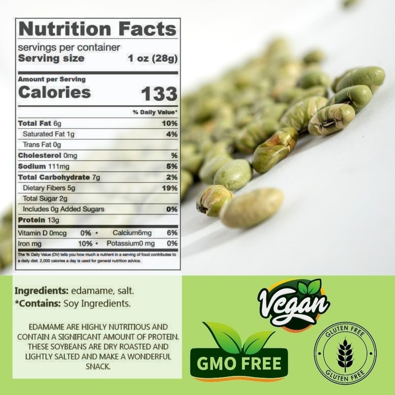 Lightly Salted Dry Roasted Imported Edamame Green Soybeans, 4.5 Pounds gallery