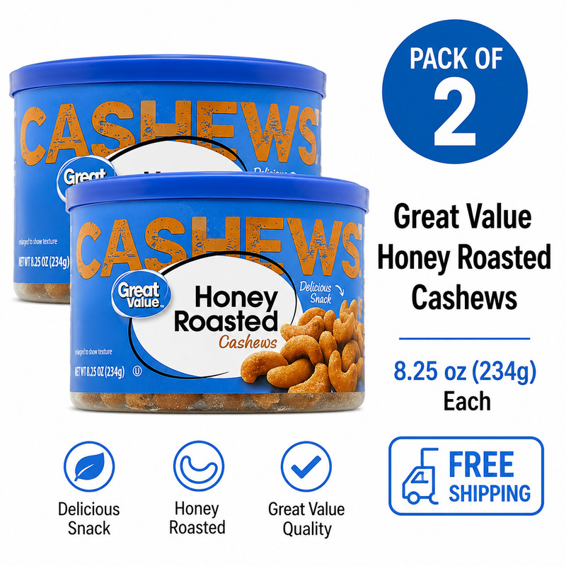 2 pack Great Value Honey Roasted Cashews, 8.25 oz