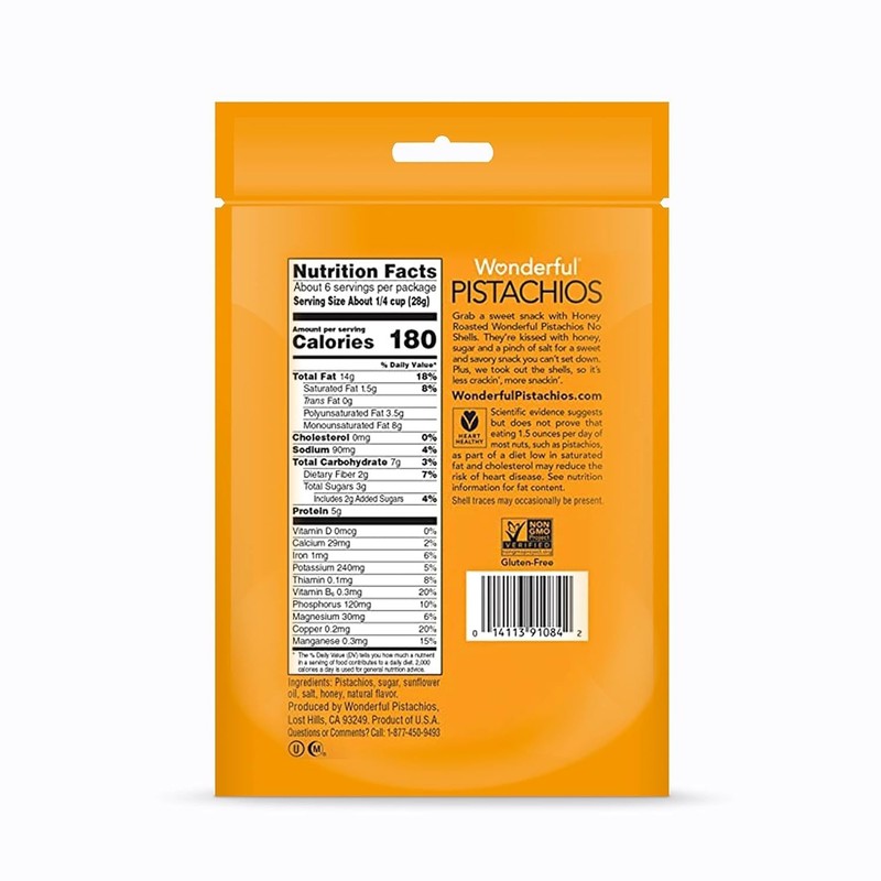 Wonderful Honey Roasted Pistachios 5.5 oz, No Shells, Healthy Sweet Snack gallery