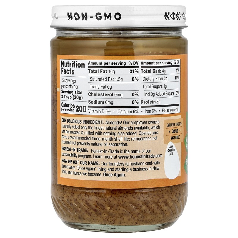 Almond Butter, Crunchy, Unsweetened & Roasted, 16 oz (454 g) gallery