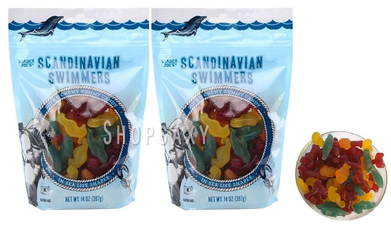 2 Pack Trader Joe's Scandinavian Swimmers Gummy Candy Fish 14oz ea gallery