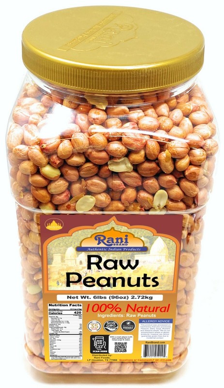 Rani Peanuts, Raw Whole With Skin (uncooked, unsalted) 6lbs (96oz) PET Jar gallery