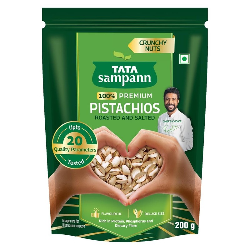 Tata Sampann Roasted Salted Pistachios 200g | Protein Rich Pista Snack