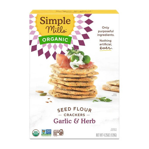 Organic Seed Flour Crackers Garlic And Herb 4.25 Oz (Case Of 6) By Simple Mills