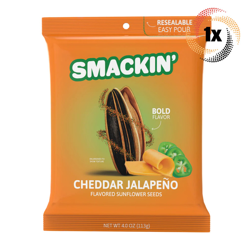 1x Bag Smackin’ Cheddar Jalapeno Jumbo Sunflower Seeds | 4oz | Small Batch