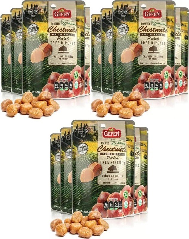 3 PACK - Organic Whole Roasted and Peeled Chestnuts 5.2oz (4 Bags, TOTAL 12 PACK