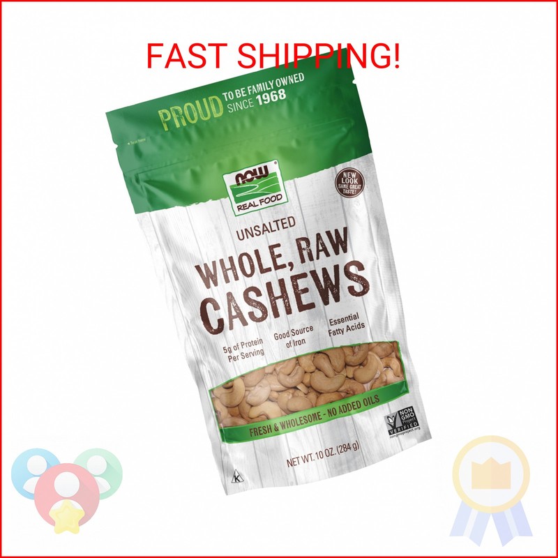 NOW Foods, Whole Cashews, Raw and Unsalted, Source of Fiber, Protein, Iron and E