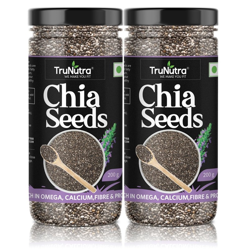 TruNutra Chia Seeds 2x200g | Omega-3, Zinc, Fiber | Weight Management Superfood