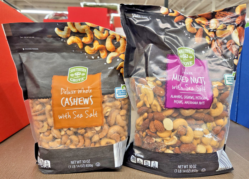 Southern Grove Deluxe Mixed Nuts Sea Salt and Whole Cashews Unsalted (2 Bags)