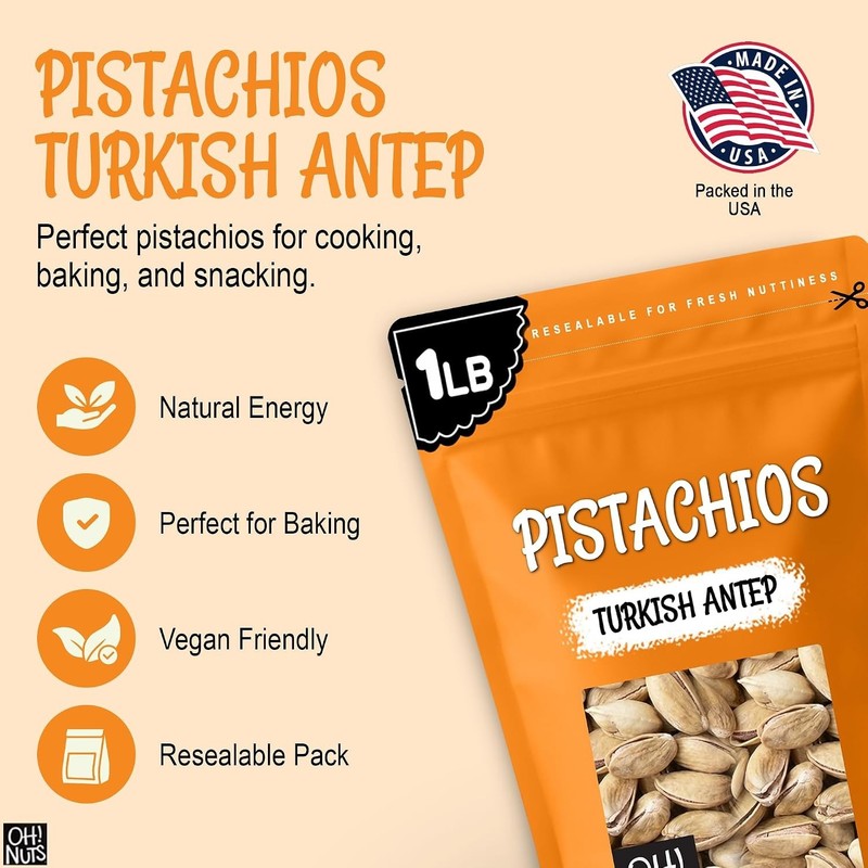 1 lb Roasted Turkish Antep Pistachios - Zip-Seal Bag gallery