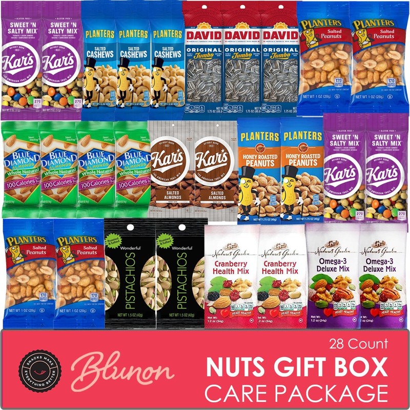 Healthy Mixed Nuts & Trail Mix Snack Packs – 28 Count Care Package Gift