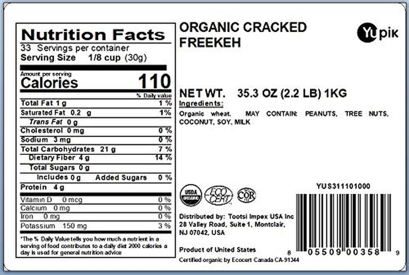 Organic Cracked Freekeh, 2.2 Lb, Non-Gmo, Vegan, Ancient Whole Grain, Source of gallery