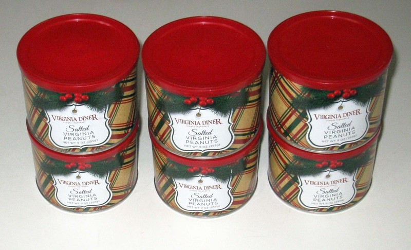 NEW SEALED LOT 6 Tins Virginia Diner Salted Peanuts 9 oz Per Tin Expiration 3/27