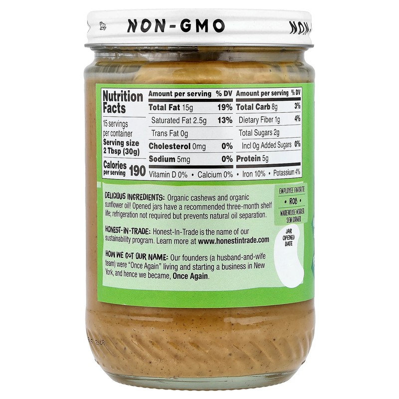 Organic Cashew Butter, Creamy, Unsweetened, 16 oz (454 g) gallery