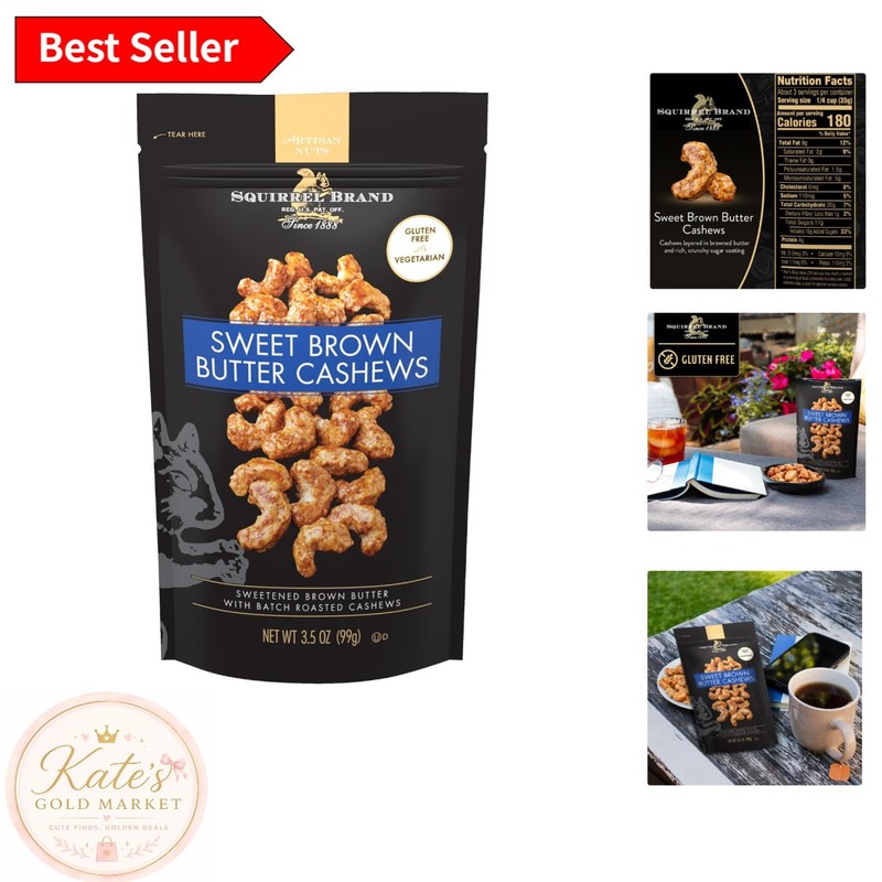 Resealable 3.5 oz Sweet Brown Butter Cashews – Perfect Gourmet Snack for Gifting
