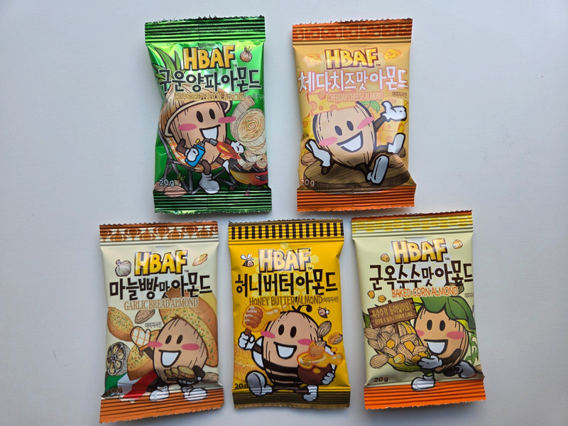 HBAF Korean Almond Party Box 25 Mini Packs - 5 Flavors Variety Mix [Direct from gallery