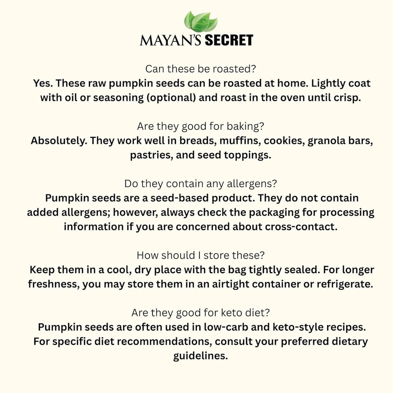 Mayan's Secret - Raw Pumpkin Seeds Organic 2lb, Parve, Vegan, Non GMO gallery