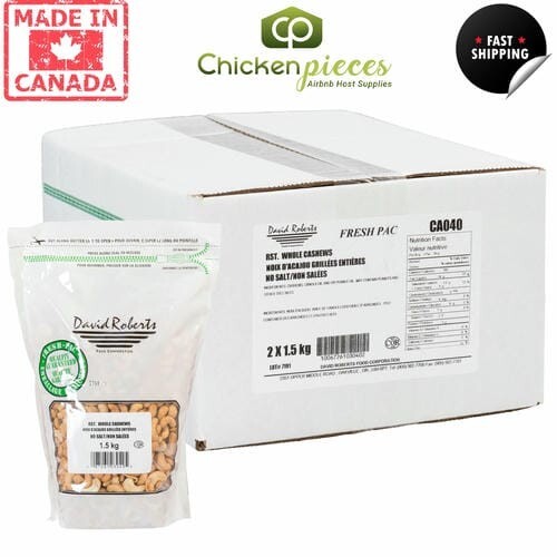 David Roberts Nut Cashew Whole Roasted No Salt 1.5Kg/7.72lbs (2/Case)-Canadian M