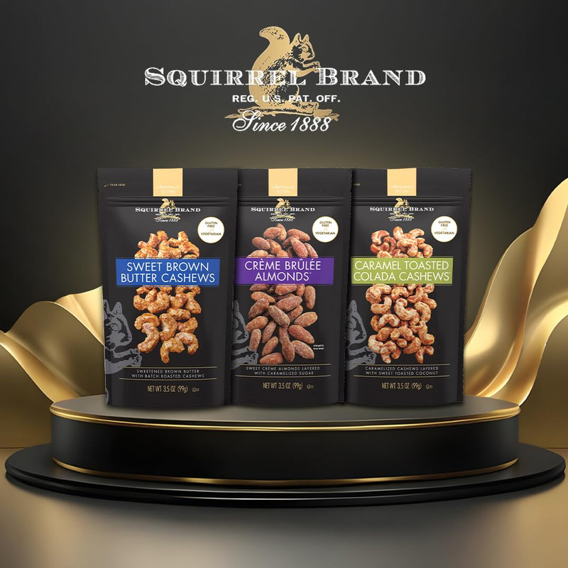 Squirrel Brand Sweet Brown Butter Cashews, 3.5 oz Resealable Bag, Gourmet Flavor gallery