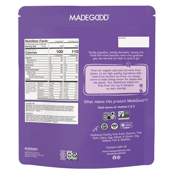 3-Pack MadeGood Organic Granola Minis, Variety Pack, 0.85 oz, 24-count gallery