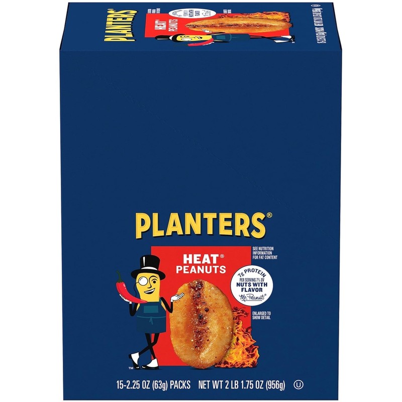 Spicy Heat Peanuts, 2.25 oz, 15-Pack, High Protein Nuts