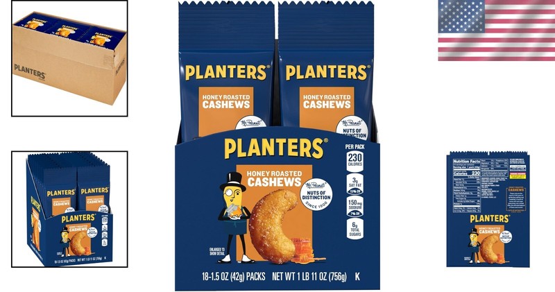 Nutrient-Rich Honey Roasted Cashews, 1.5 oz (18 Count) for On-the-Go Snacking gallery