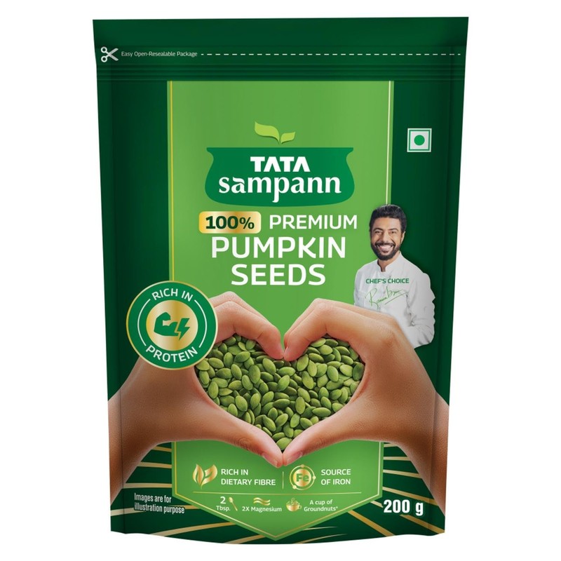 Tata Sampann Pumpkin Seeds 200g | Raw, Unroasted | Protein & Mineral Rich Snack
