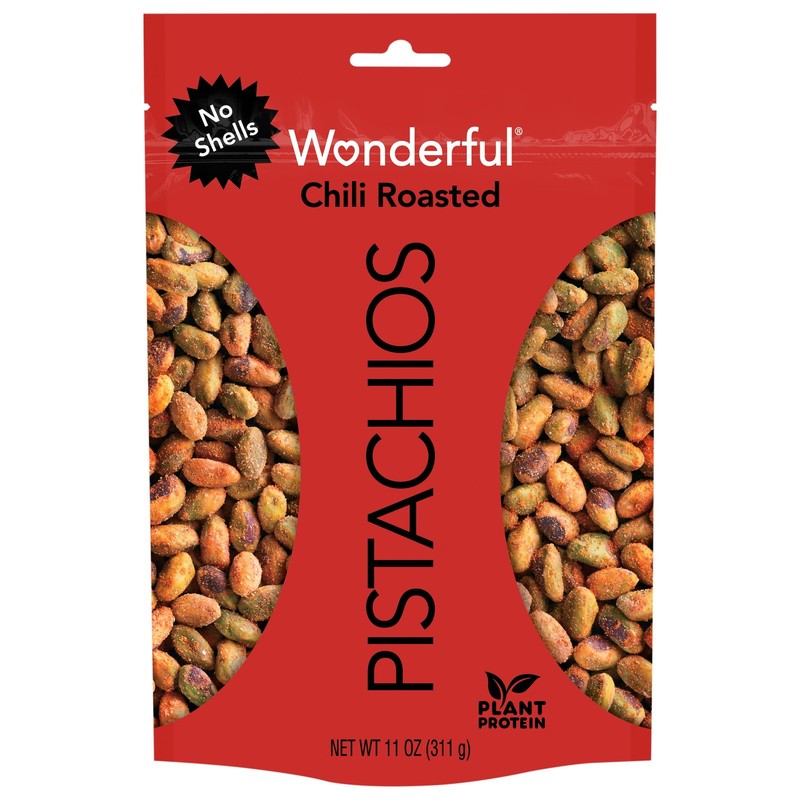 NEW TREND Wonderful Pistachios, No Shells Chili Roasted Nuts, 11 Ounce Bag