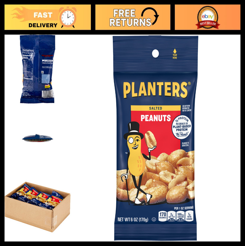 Salted Peanuts Snack, 6 oz. Bags (12-Pack) – Crunchy, Delicious, Healthy Treats