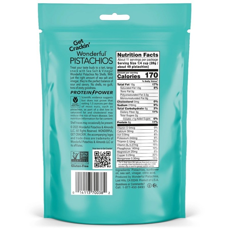 Sea Salt & Vinegar Nuts No Shells 11oz Resealable Bag Crunchy Snack gallery