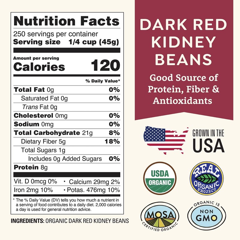 Organic Dried Dark Red Kidney Beans 25 lb Bulk NonGMO, USDA Organic, Farmed ... gallery