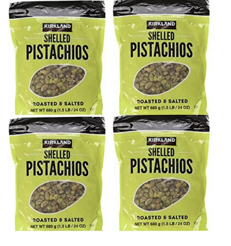 4 Packs Kirkland Signature Shelled Pistachios Roasted & Salted 24 oz Each Pack