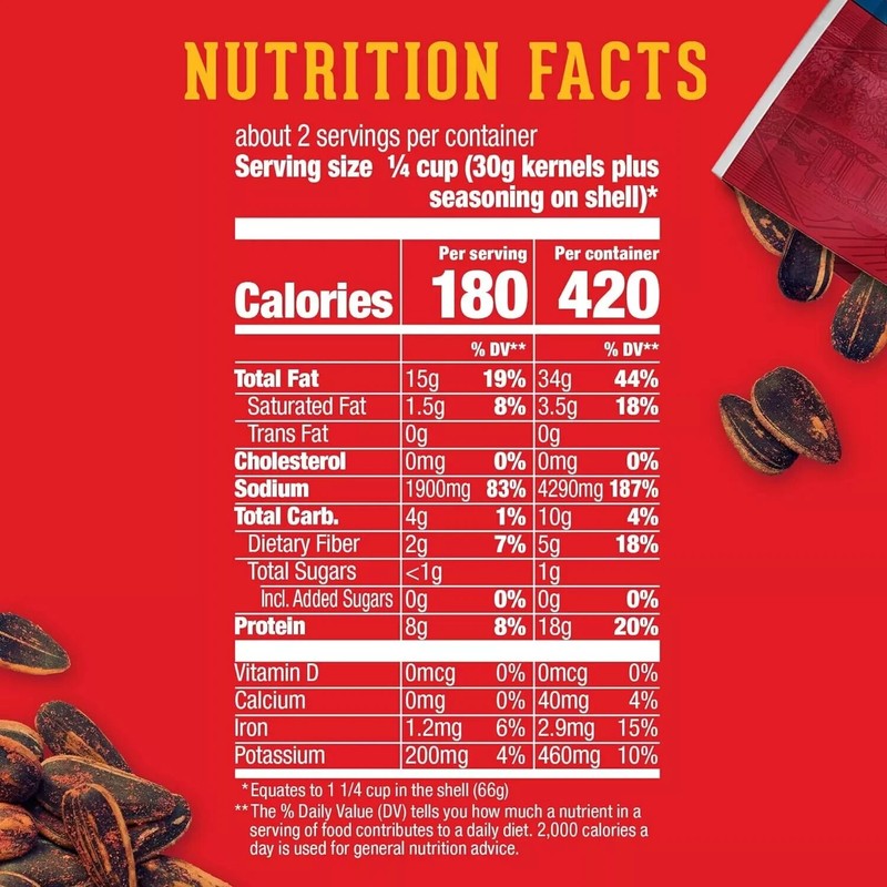 DAVID Frank's RedHot Salted & Roasted Jumbo Sunflower Seeds, 5.25-Ounce (6 Bags) gallery