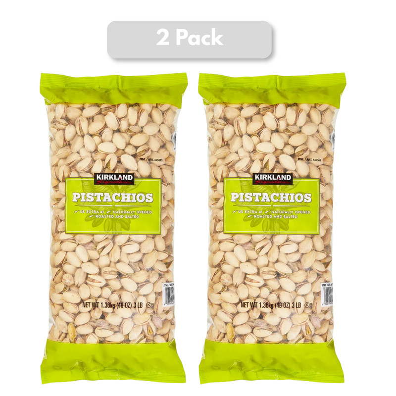 2 Packs Kirkland Signature In-Shell Pistachios Natural 48 oz Each Pack = 6 lbs