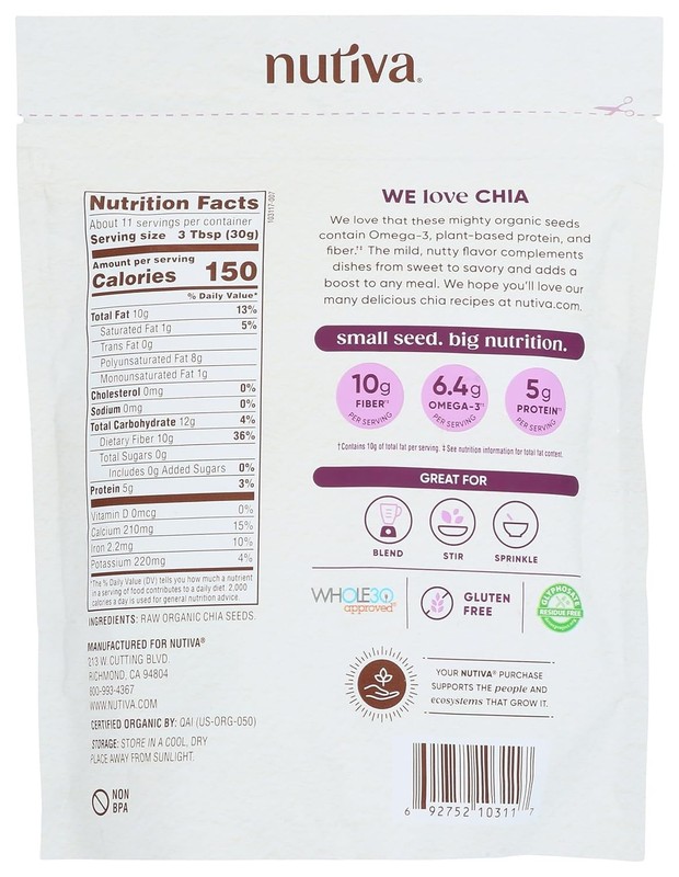 Organic Chia Seed, Black, 12 Ounce Pack of 1 gallery